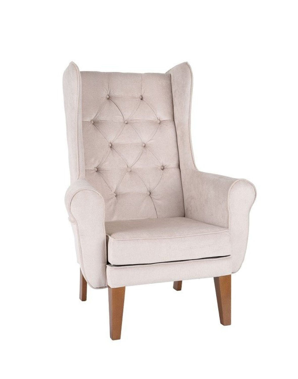 „Pearl" Wingback Armchair — Tufted in Cream White