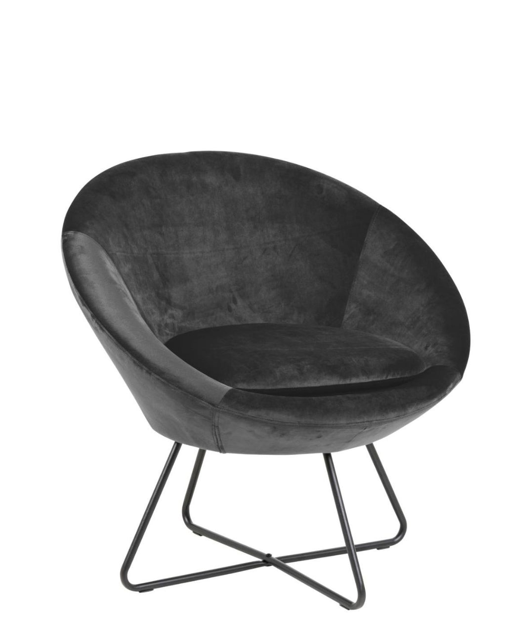 „Bowl" Armchair — Round Form in Anthracite Velvet