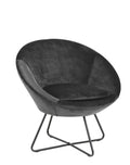„Bowl" Armchair — Round Form in Anthracite Velvet