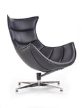 „Luxor" Swivel Armchair — Black Leather and Designer Cocoon