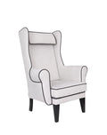 „Skandi" Wingback Armchair — Light Grey with Contrast Piping