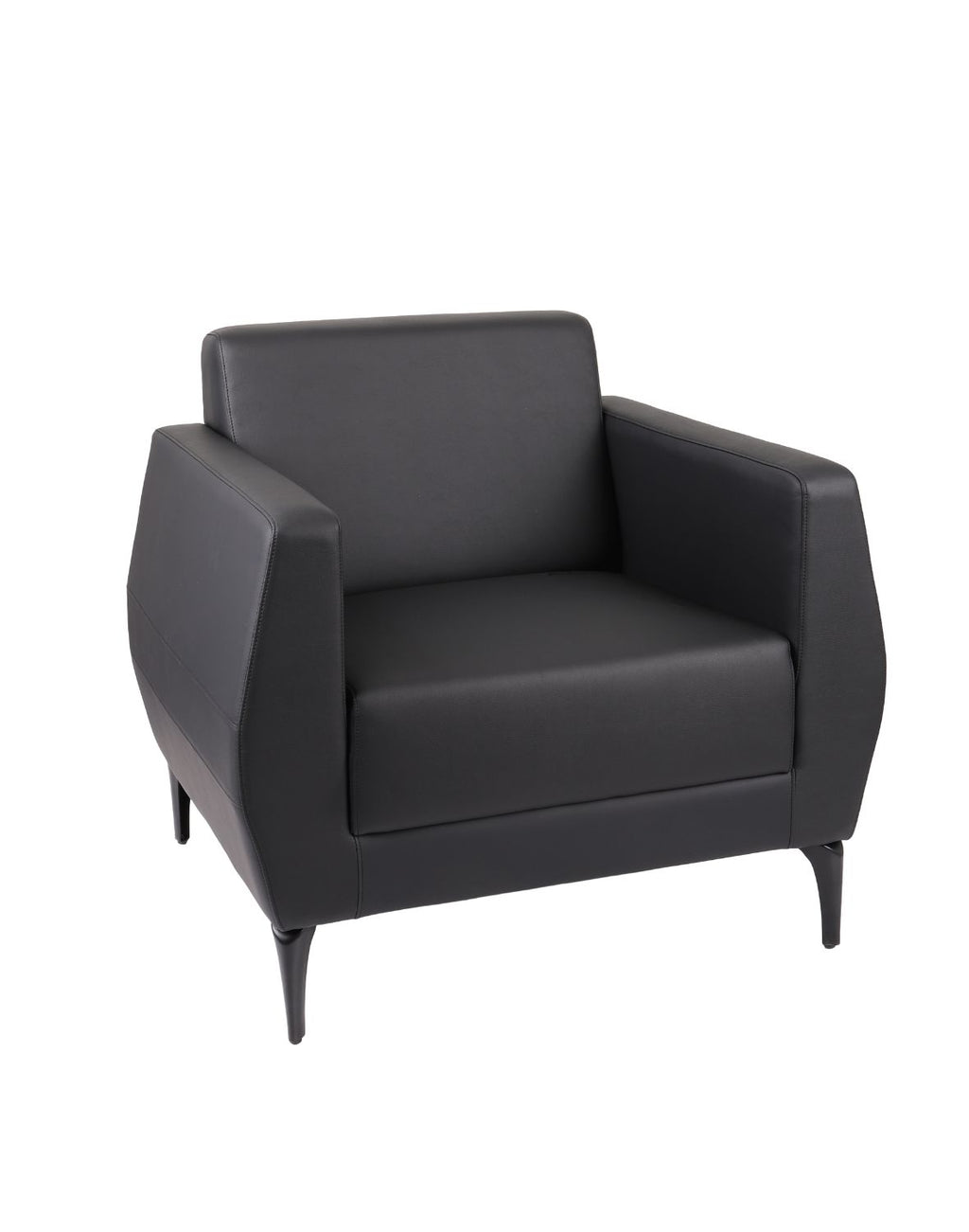 „Office" Armchair — Black Leather and Slender Legs