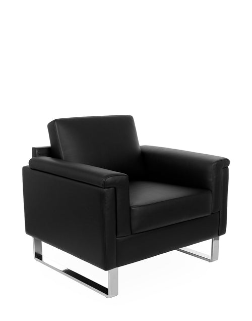 „Business" Armchair — Black Leather and Chrome Base