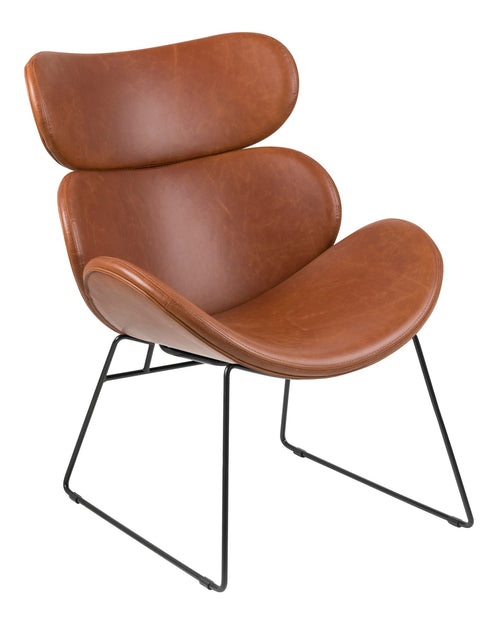 „Cazor" Armchair — Cognac Leather and Designer Form