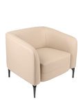 „Tub" Armchair — Beige Leather and Elegant Legs
