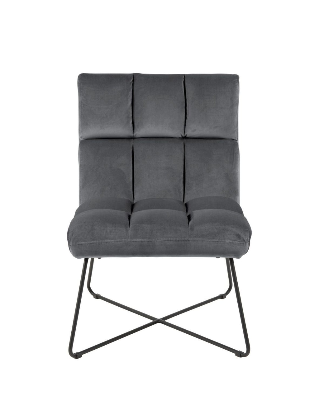 „Cross" Armchair — Tufted Velvet on a Metal Base