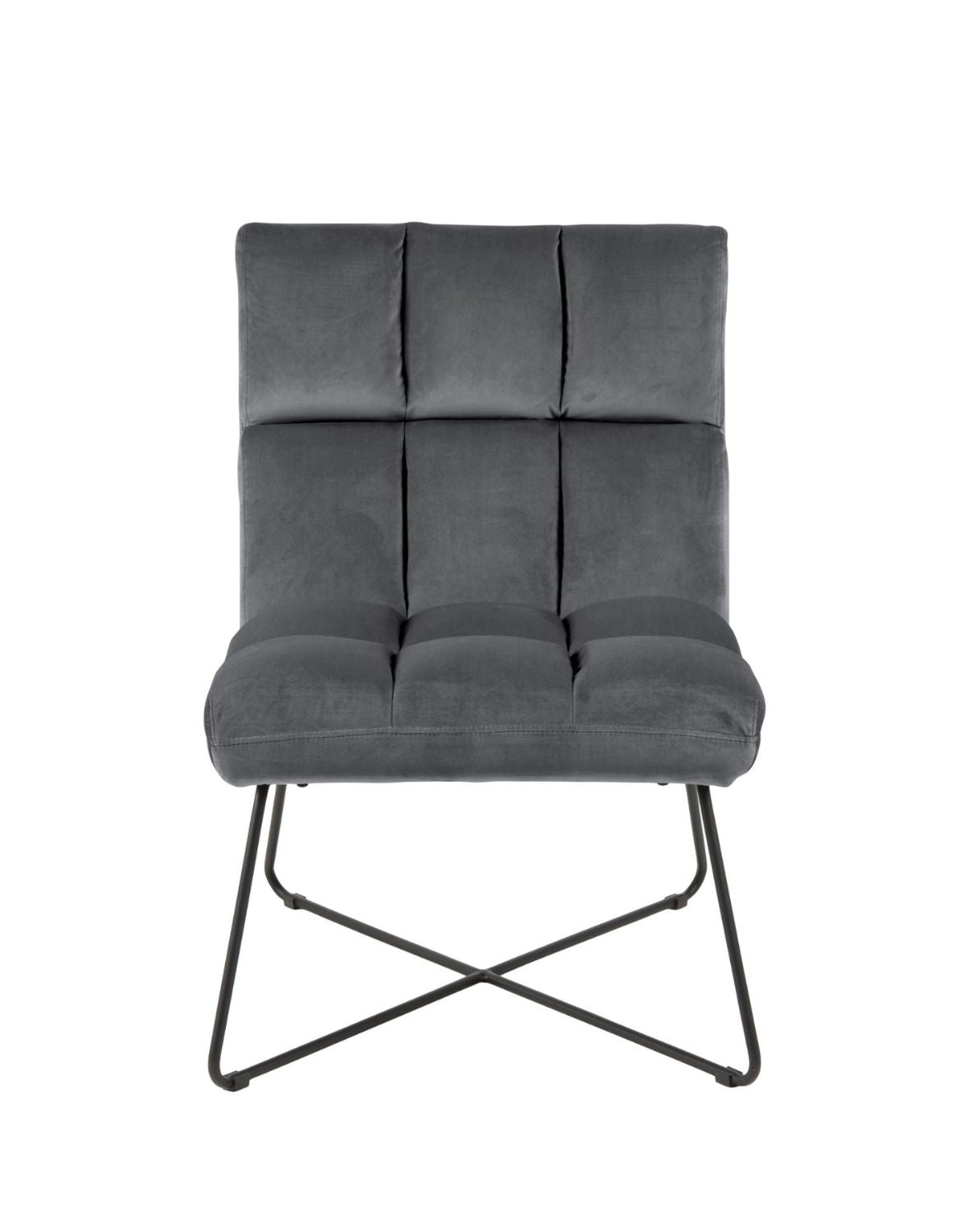 „Cross" Armchair — Tufted Velvet on a Metal Base