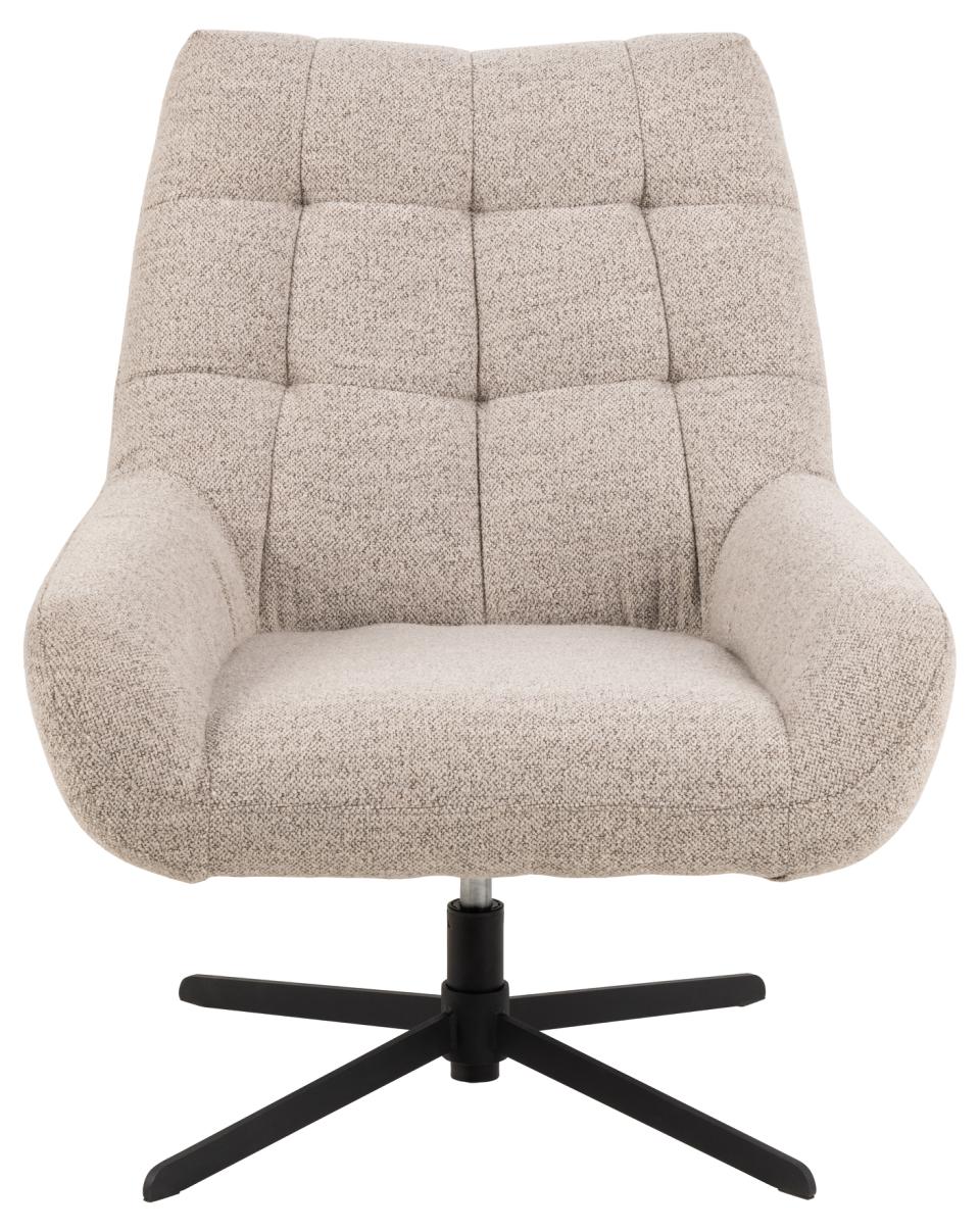 „Kvadro" Swivel Armchair — Grid Tufting in Ecru