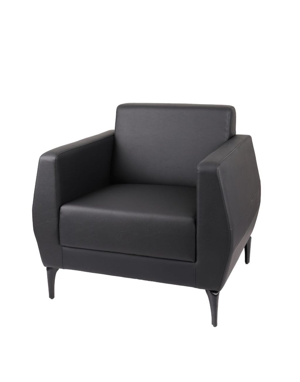 „Office" Armchair — Black Leather and Slender Legs