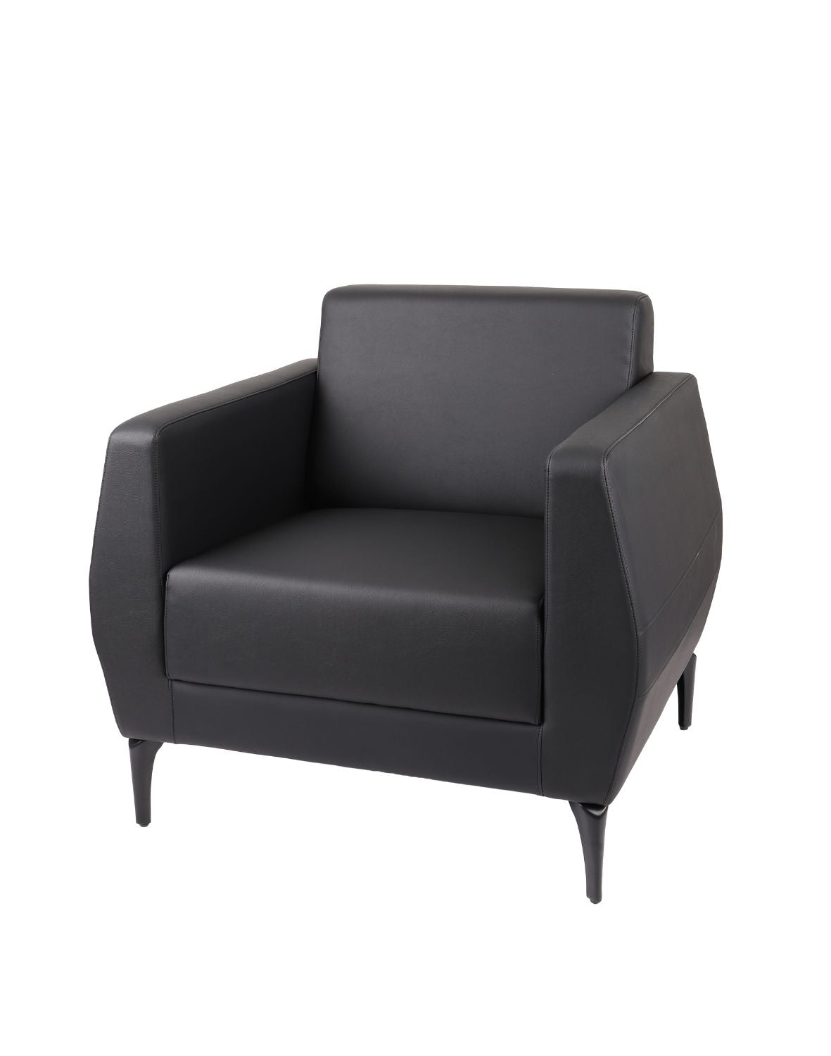 „Office" Armchair — Black Leather and Slender Legs