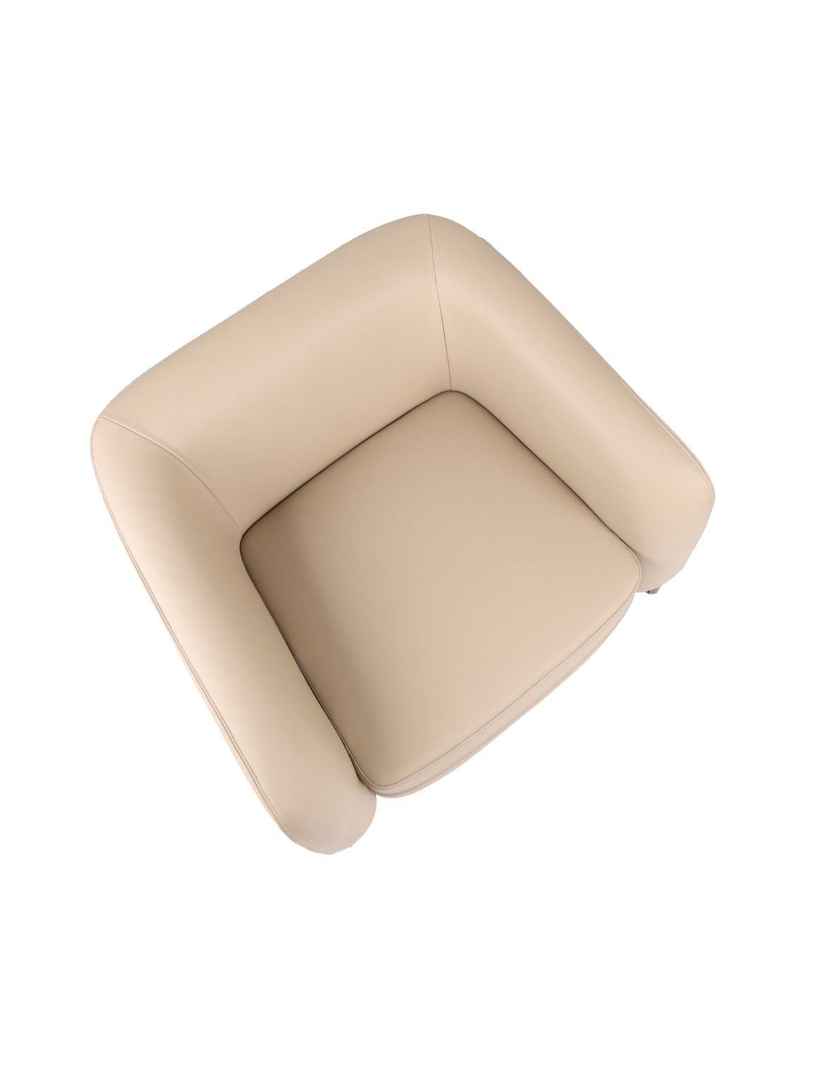 „Tub" Armchair — Beige Leather and Elegant Legs