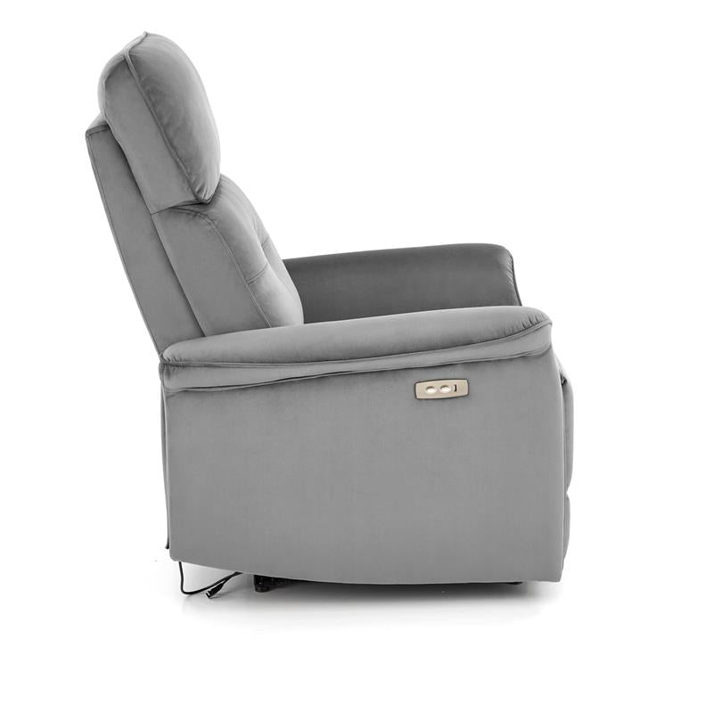 „Elektro" Relax Armchair — Power Recliner in Grey Velvet