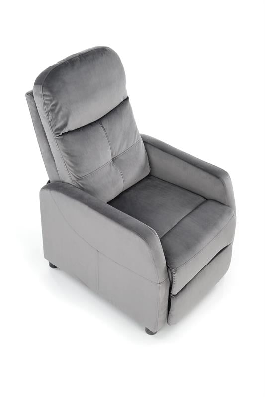 „Slim" Relax Armchair — Reclining Recliner in Grey Velvet