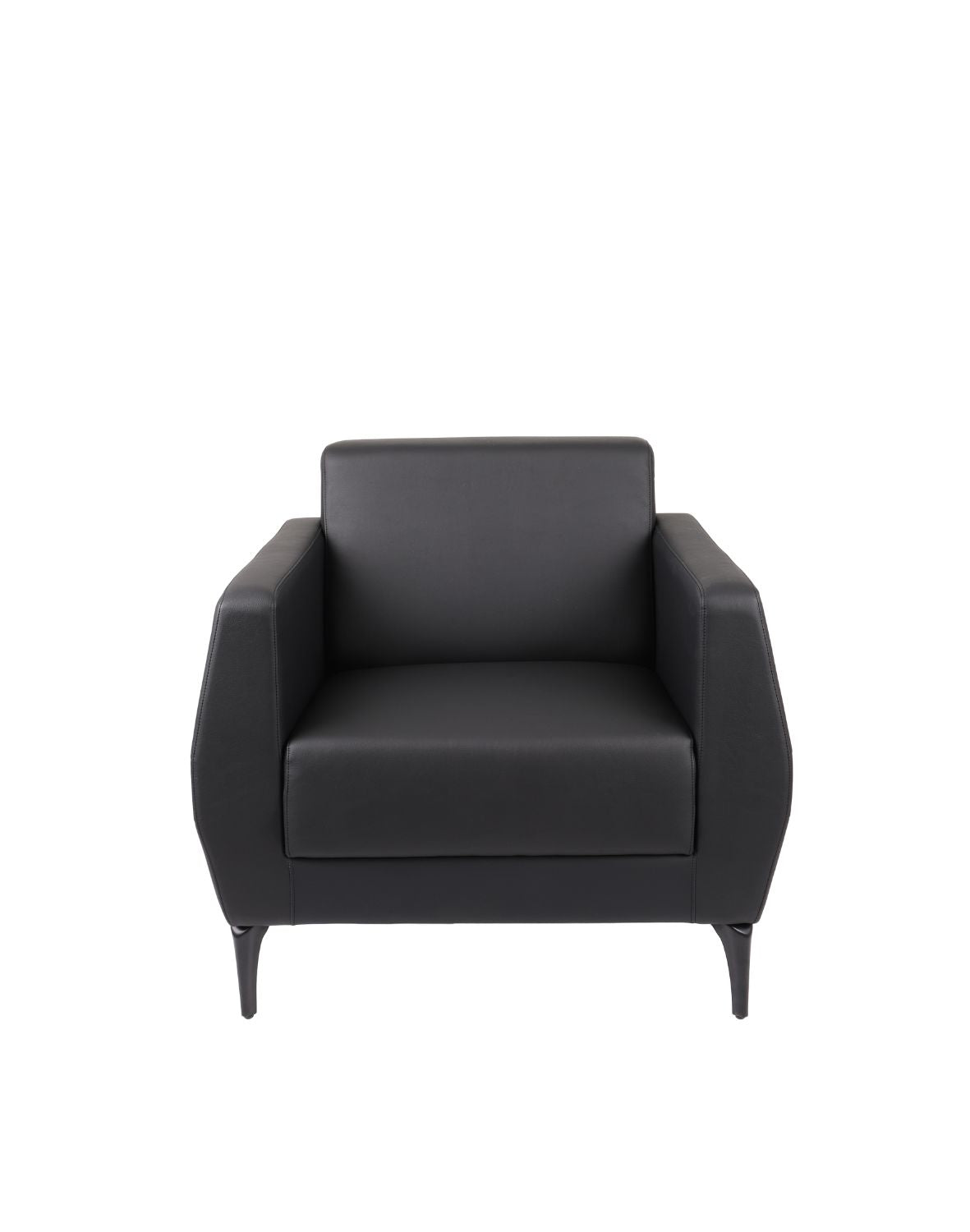 „Office" Armchair — Black Leather and Slender Legs