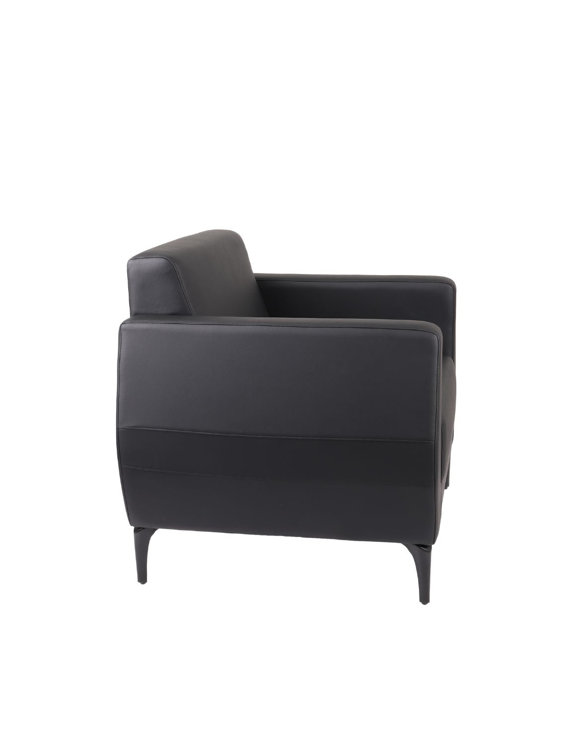 „Office" Armchair — Black Leather and Slender Legs