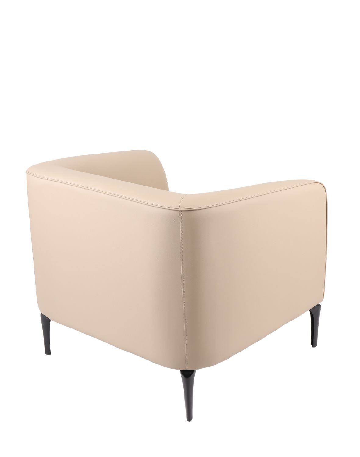 „Tub" Armchair — Beige Leather and Elegant Legs